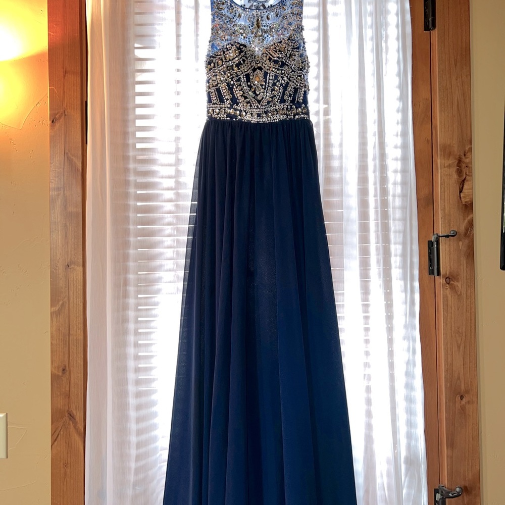 Beautifully sequined Navy Blue Prom Dress!